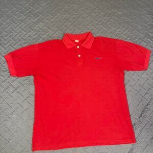 Vintage 90s Nike Red Polo Shirt Blue embroidered Swoosh Golf Men's Size XL